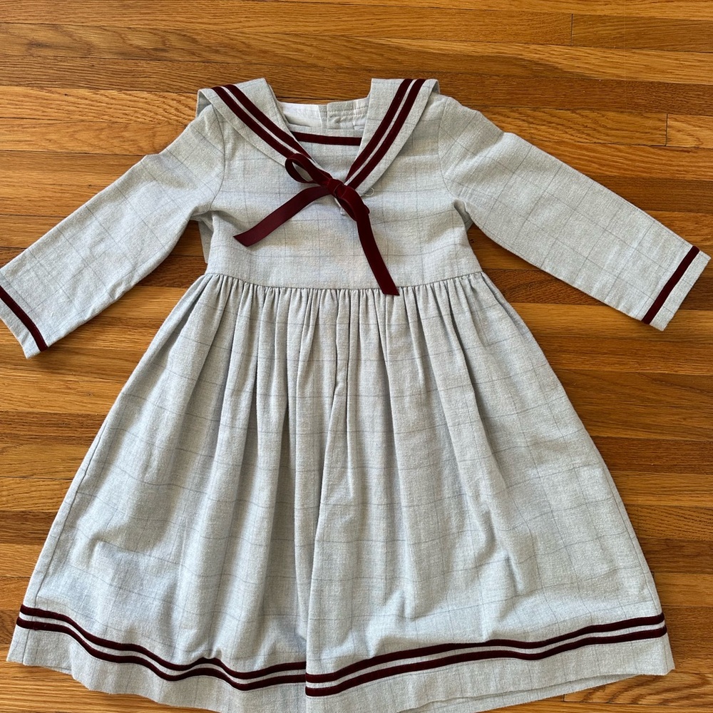 Pepa London Charming Kids Plaid Dress with Burgundy Trim
